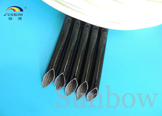 Çin 4.0KV 10mm Black Resin Silicone Coated Fiberglass Sleeve For Wire Insulation Tedarikçi
