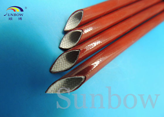 Çin Yüksek Gerilim UL Tuğla Kırmızı silikon kauçuk fiberglas sleeve 25m / rulo Tedarikçi