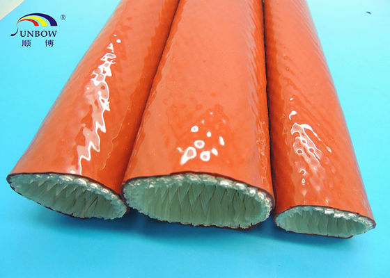 Çin Red 100MM Silicone Resin Saturated Fiberglass Heat Resistant Sleeving Insulation Tedarikçi